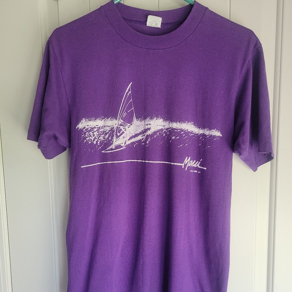 Vintage 80s Maui Hawaii Single Stitch Tee Shirt purple  Womens L
